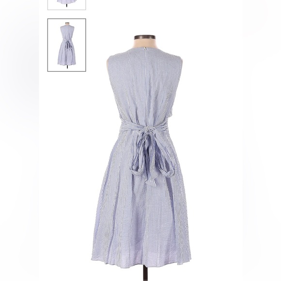 J. Crew Tie Waist Seersucker Dress - Size 4 - Picture 3 of 3
